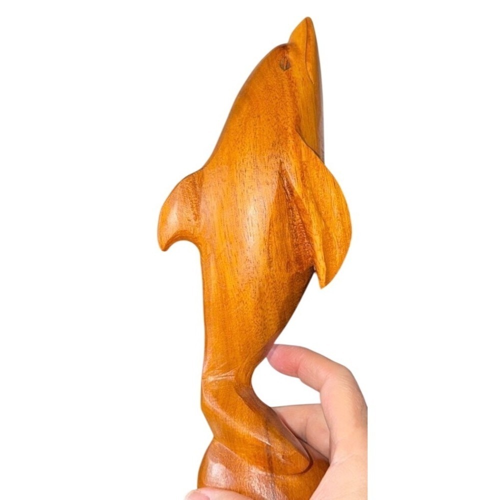 Hand Carved Wooden‎ Dolphin Figurine Nautical Ocean Decor Art Sculpture